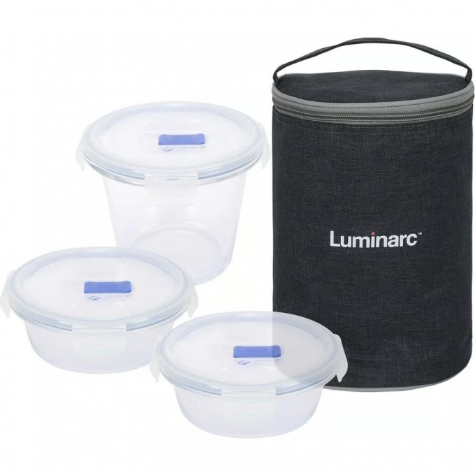 Набор контейнеров круглых LUMINARC PURE BOX, 3 шт + термосумка P8951 Набор контейнеров круглых LUMINARC PURE BOX, 3 шт + термосумка P8951