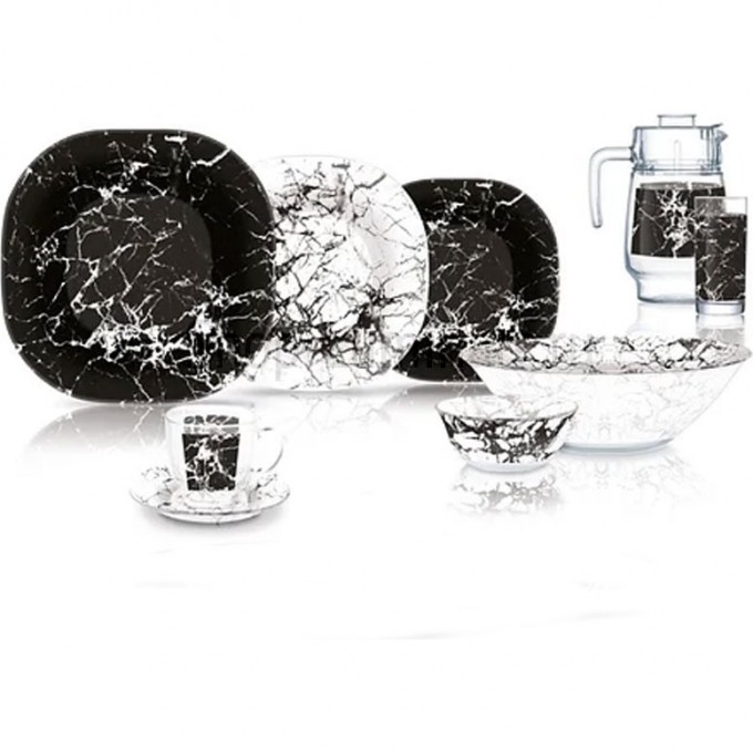 Набор столовый LUMINARC CARINE MARBLE BLACK 44 предмета V2709 Набор столовый LUMINARC CARINE MARBLE BLACK 44 предмета V2709