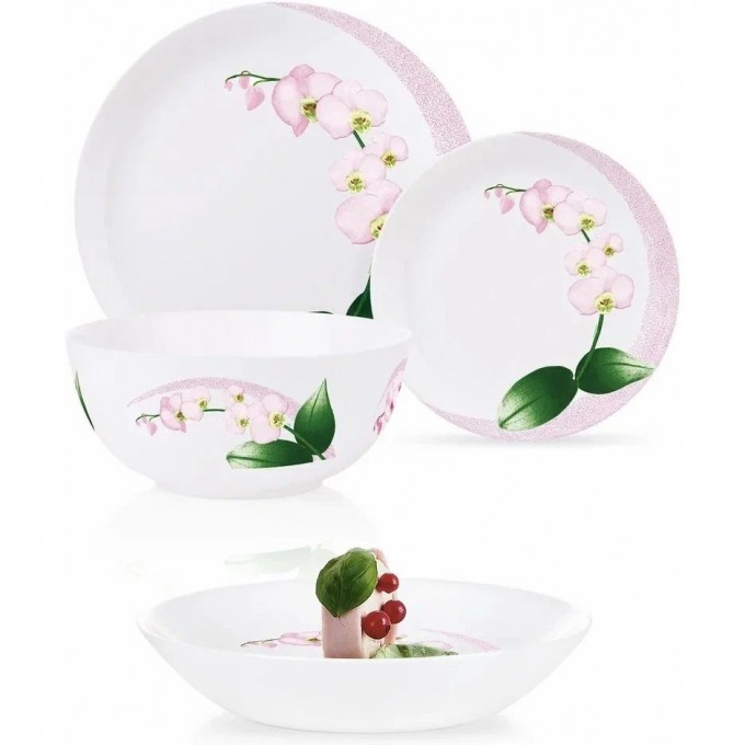 Сервиз LUMINARC PINK ORCHID с салатником, 46 предметов P9939 Сервиз LUMINARC PINK ORCHID с салатником, 46 предметов P9939