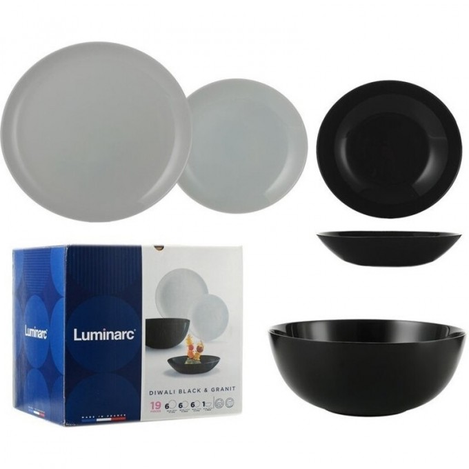 Столовый набор LUMINARC ДИВАЛИ БЛЭК&ГРАНИТ 19 предметов P4358 Столовый набор LUMINARC ДИВАЛИ БЛЭК&ГРАНИТ 19 предметов P4358