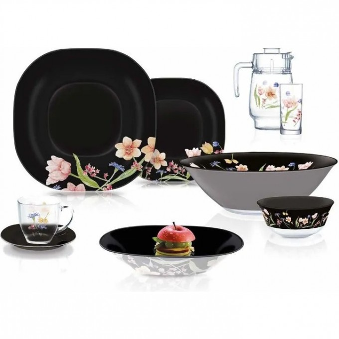 Столовый сервиз LUMINARC CARINA MINUET BLACK (КАРИНА МИНУЭТ БЛЭК) 44 предмета V2710 Столовый сервиз LUMINARC CARINA MINUET BLACK (КАРИНА МИНУЭТ БЛЭК) 44 предмета V2710