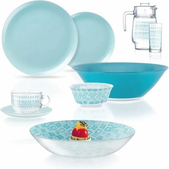 Столовый сервиз LUMINARC SIMPLY FANTASIYA TURQUOISE (СИМПЛИ ФАНТАЗИЯ ТЮРКУАЗ) 44 предмета V2713 Столовый сервиз LUMINARC SIMPLY FANTASIYA TURQUOISE (СИМПЛИ ФАНТАЗИЯ ТЮРКУАЗ) 44 предмета V2713
